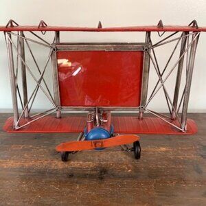 Vintage-Style Red Biplane Picture Frame